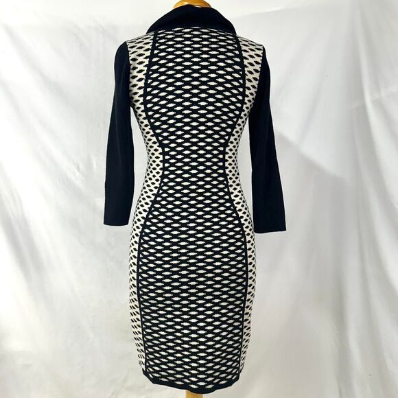 SANDRA DARREN Black Cream Polka Dot Long Sleeve Sweater Dress Women S Turtleneck - Picture 6 of 6